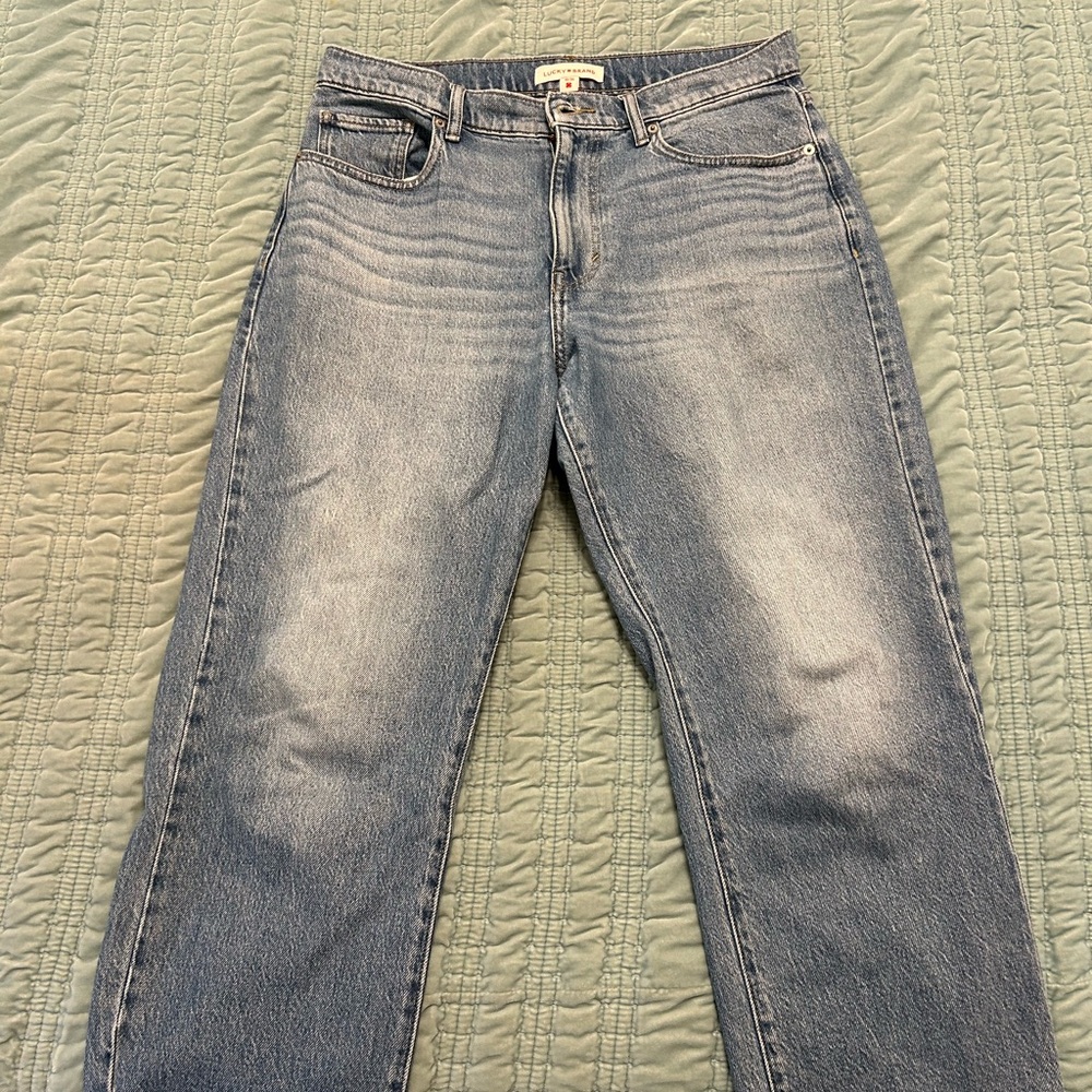 Lucky Brand Blue Ankle Cropped Jeans with Distressed Details